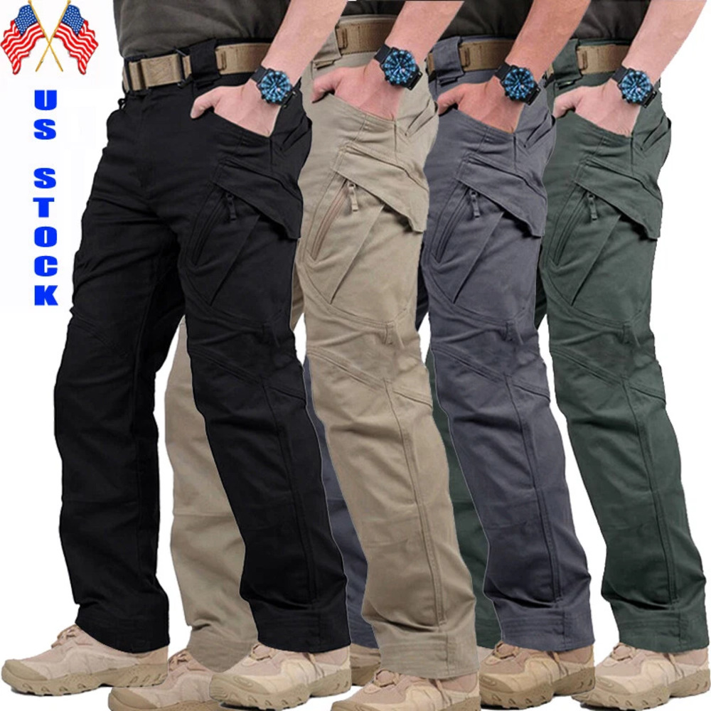 Men's Tactical Cargo Pants Ripstop Water Repellent Multi-Pocket Work Combat Trou